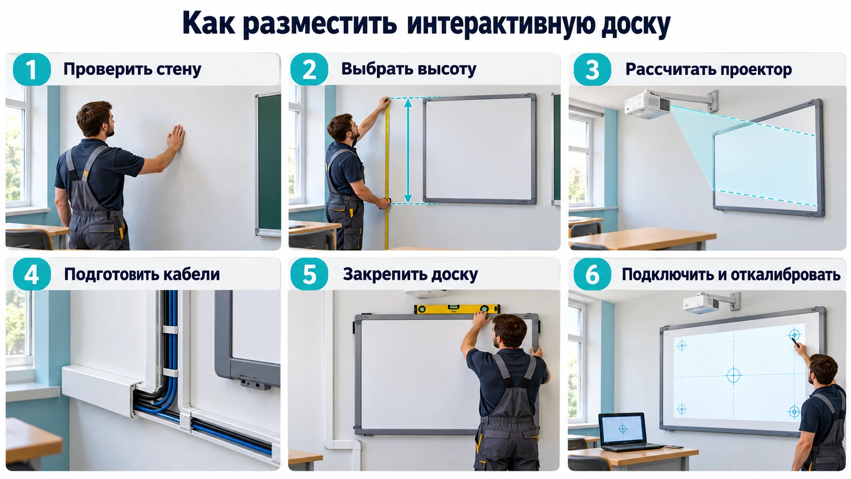 Как разместить интерактивную доску: проверка стены, выбор высоты, расчёт проектора, кабели, крепление и калибровка